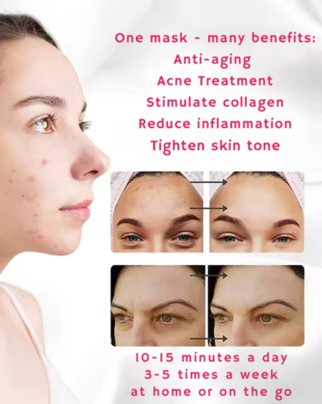 LED facial therapy mask with neck attachment
