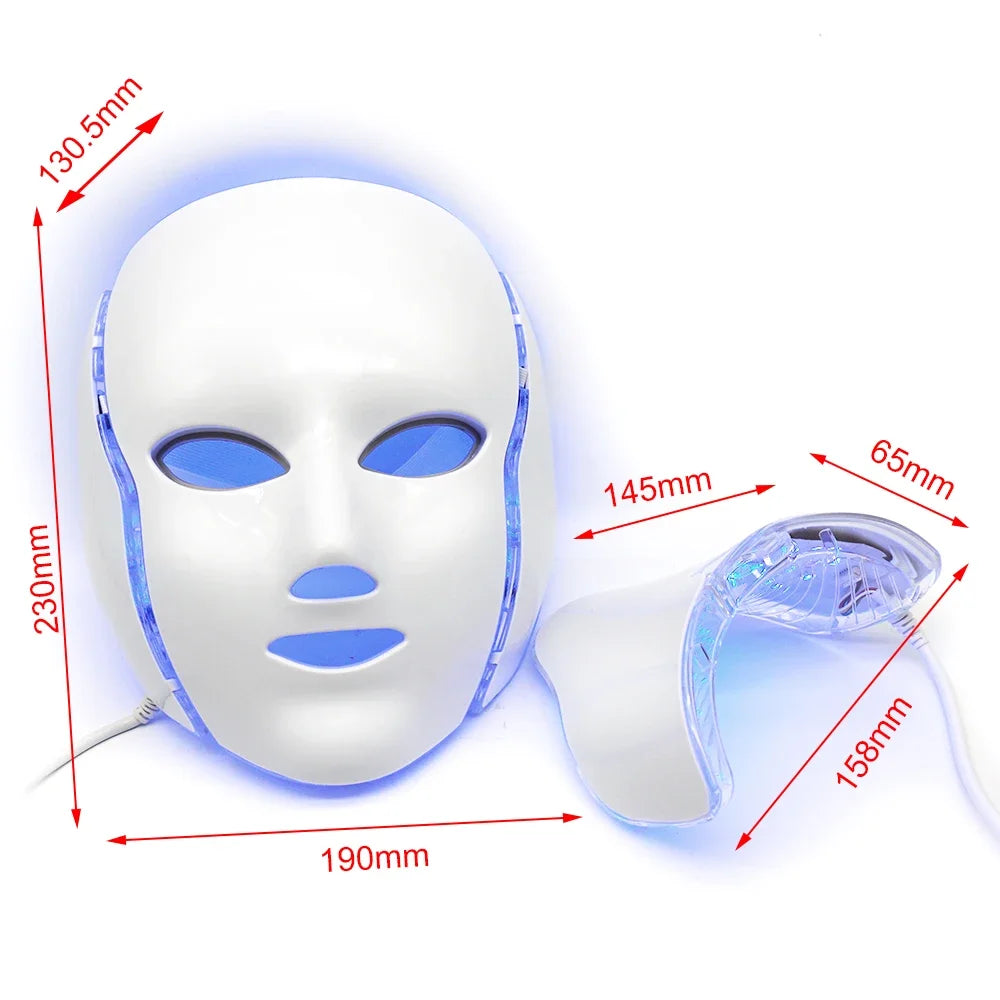 LED facial therapy mask with neck attachment