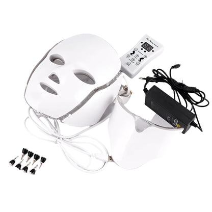 LED facial therapy mask with neck attachment